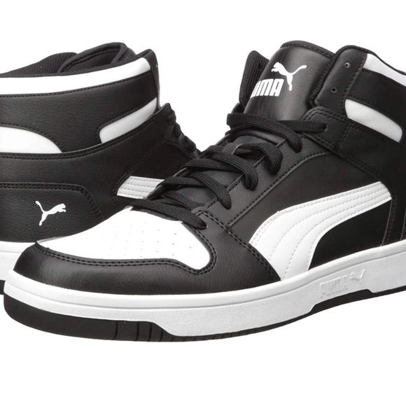 PUMA Mens Rebound Layup Leather Sneaker black and white Panda size 8 - Picture 4 of 4